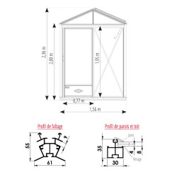 Plan Serre LUXIA Rétro largeur 1,60 m