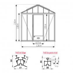 Plan Serre Luxia rétro Largeur 2.36m