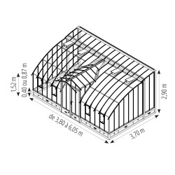Serre MONTESQUIEU largeur 3,70 m sur embase aluminium