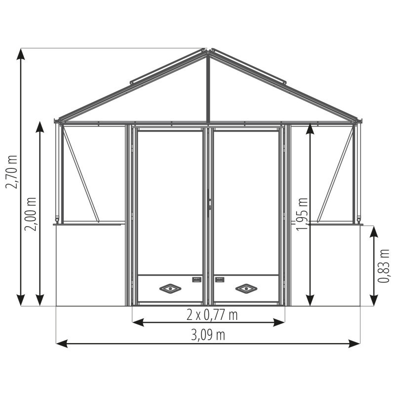 Plan Serre LUXIA Sur Muret Largeur 3.09 m