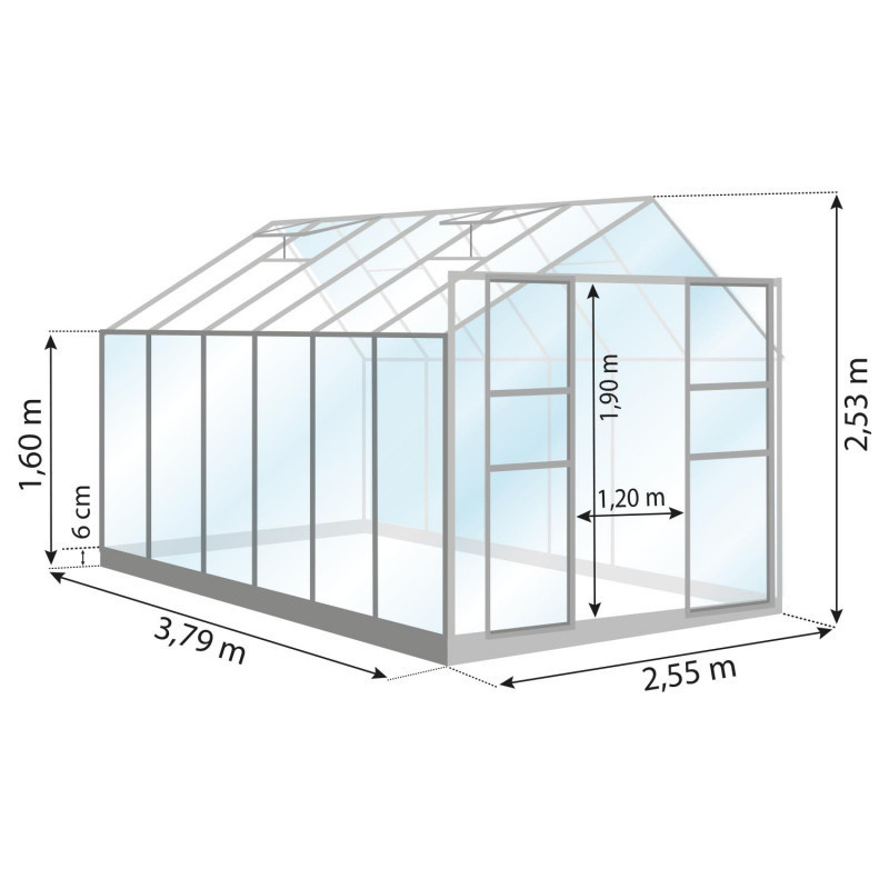 Serre LAURUS 9,70 m² Coloris:Gris anthracite - RAL 7016 Coloris:Gris anthracite - RAL 7016 Coloris:Gris anthracite - RAL 7016