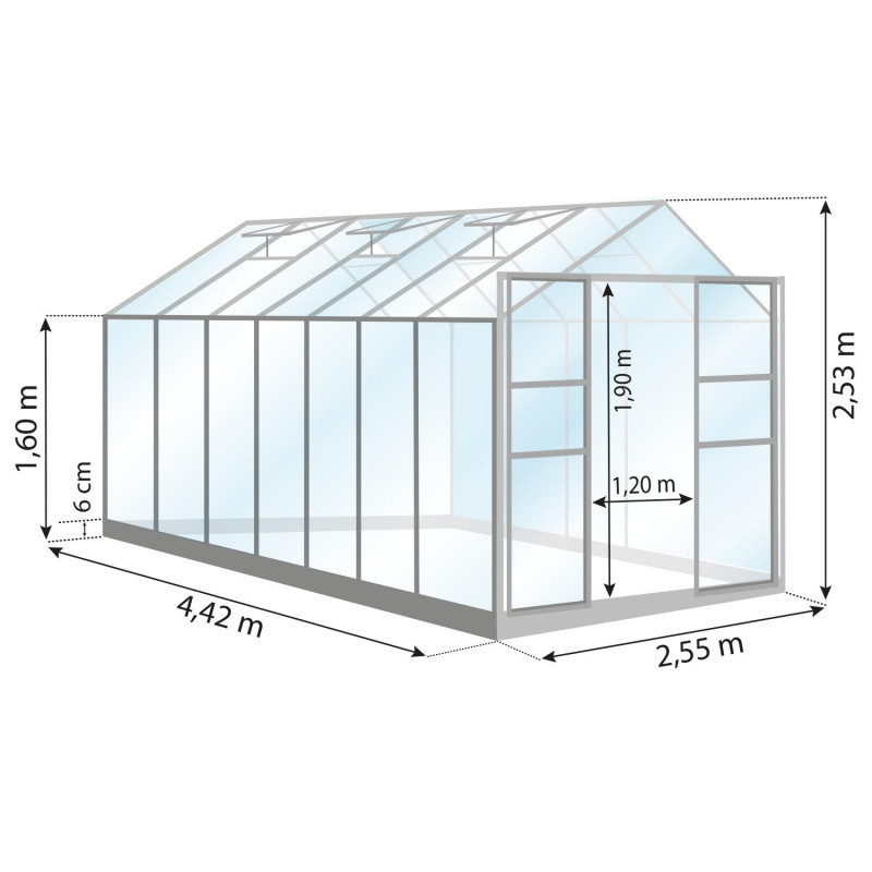 Serre LAURUS 11,30 m² Coloris:Gris anthracite - RAL 7016 Coloris:Gris anthracite - RAL 7016