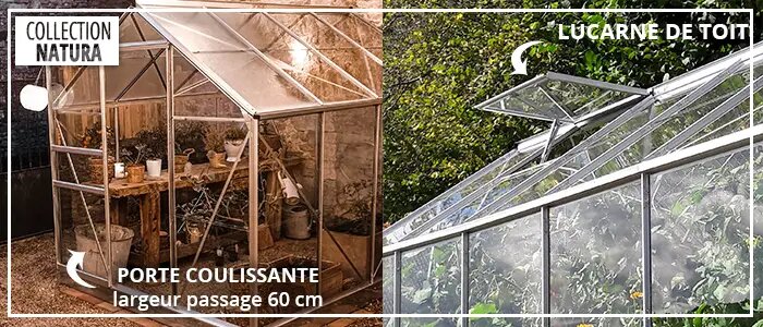 Porte coulissante et lucarne de toit - SERRE ALLIUM 2,50m²
