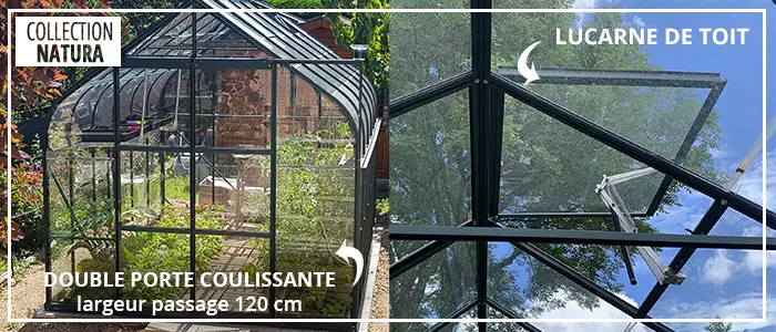 Double porte coulissante et lucarne de toit - SERRE ALOÉ 9,70 m²