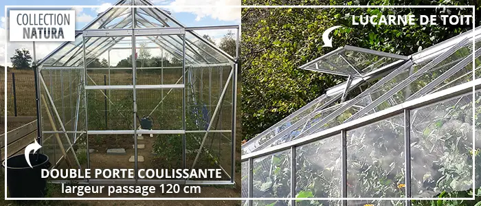 Double porte coulissante et lucarne de toit - SERRE LAURUS 8,10m²