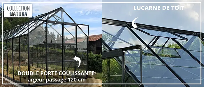 Double porte coulissante et lucarne de toit - SERRE LAURUS 11,30m²