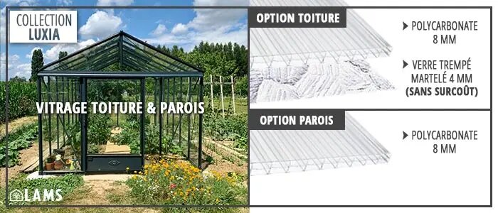 Vitrage toiture et parois - LUXIA ADOSSÉE LARGEUR 3.06 m